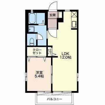 カルチョニトー A(1LDK/1階)の間取り写真