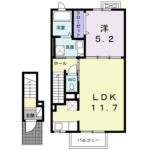 サンライトヒルⅡ(1LDK/2階)の間取り写真
