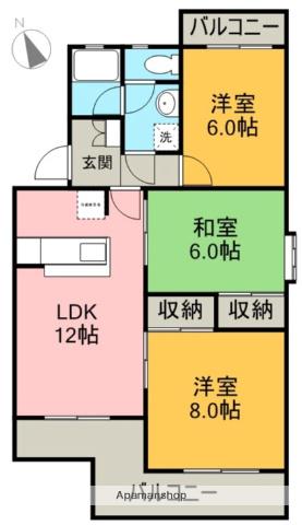 ベストハイツ岳陽Ⅱ(3LDK/4階)の間取り写真