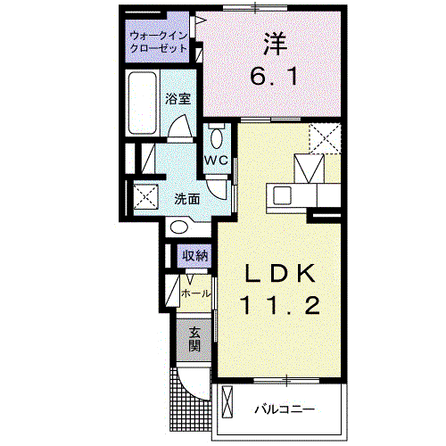 チトニア(1LDK/1階)の間取り写真