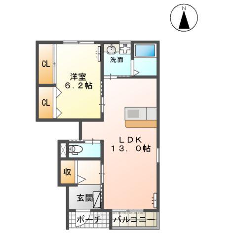 ENSOLEILLE(1LDK/1階)の間取り写真