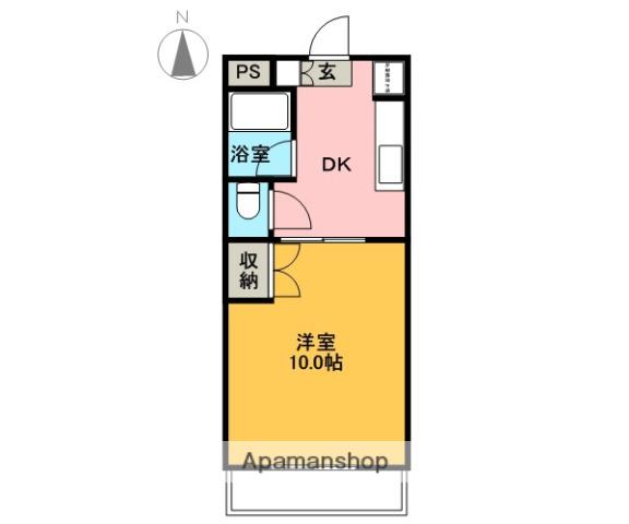 ベルウッド69A(1DK/2階)の間取り写真