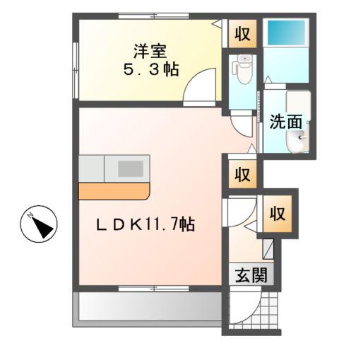 PEACE(1LDK/1階)の間取り写真