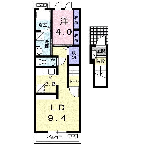 カーサベルデ(1LDK/2階)の間取り写真