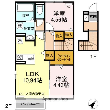 東海道・山陽新幹線 新富士駅(静岡) 徒歩18分 2階建 築6年(2LDK/2階)の間取り写真