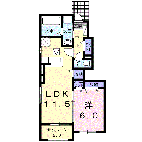 フェニックスⅡ(1LDK/1階)の間取り写真