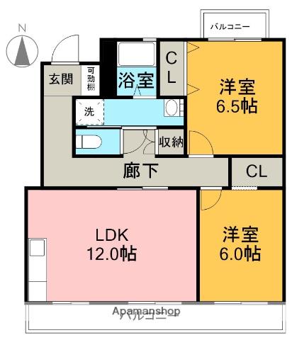 コーポ稲垣B(2LDK/2階)の間取り写真