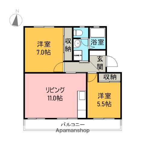 ブランローゼ(2LDK/3階)の間取り写真
