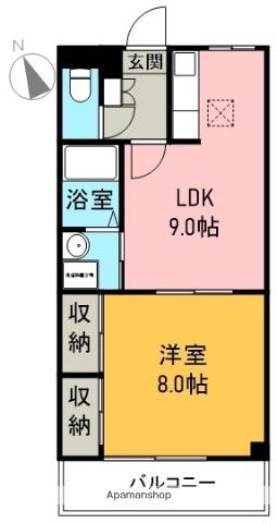 ハイムホワイト(1LDK/1階)の間取り写真