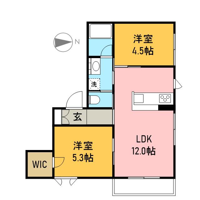 マウントパレス(2LDK/2階)の間取り写真