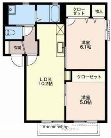 サニーコーポ西林田C(2LDK/2階)の間取り写真