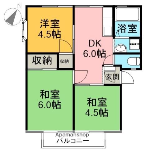 サンシティーふじかわ(3DK/2階)の間取り写真