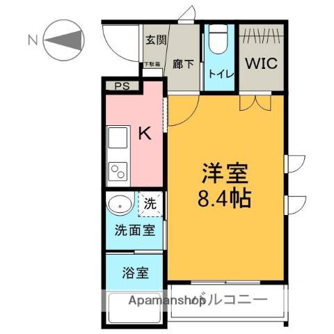 シュタットフルスⅠ(1K/2階)の間取り写真