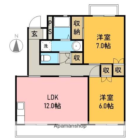 MILLE FIORE(2LDK/1階)の間取り写真