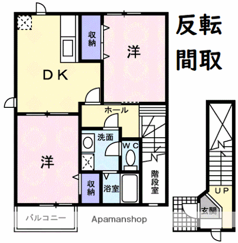 アンソレイエⅡ(2DK/2階)の間取り写真