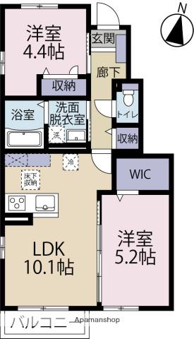 セレーネTM(2LDK/1階)の間取り写真