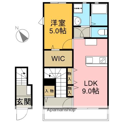 LOTUS森島2(1LDK/2階)の間取り写真
