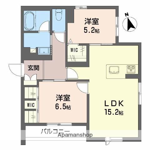 ヴィア パラディーソ(2LDK/1階)の間取り写真
