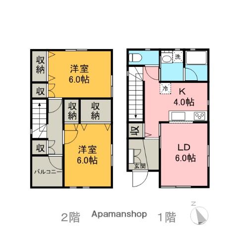 身延線 源道寺駅 徒歩19分 2階建 築13年(3K)の間取り写真
