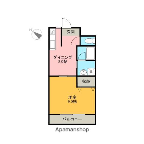 カーサカジマⅠ(1DK/4階)の間取り写真