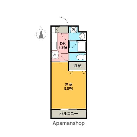 フローラ若松(1DK/3階)の間取り写真