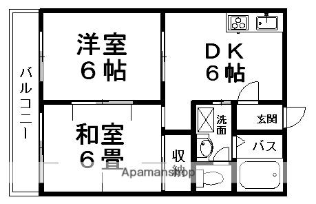 マーキュリーⅡ(2DK/1階)の間取り写真