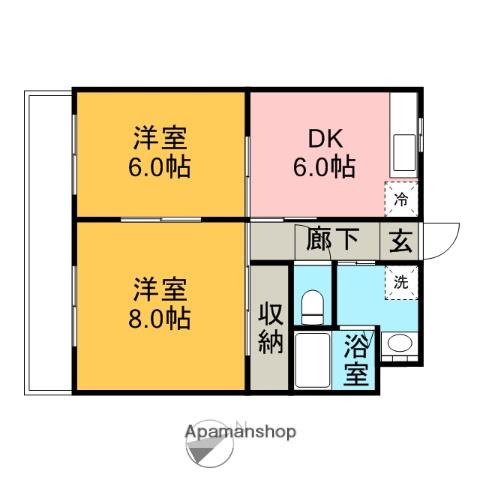 マンションレインボーⅡ(2DK/2階)の間取り写真