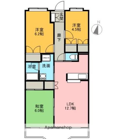 ラークビレッジ(3LDK/3階)の間取り写真