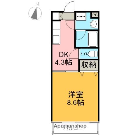 ブルージュM(1DK/2階)の間取り写真