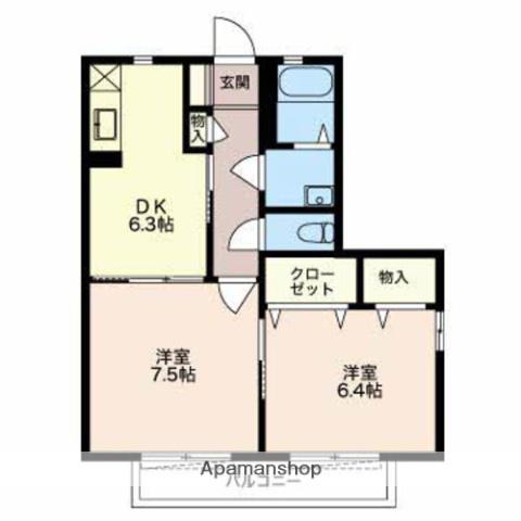 サニーコーポ西林田A(2DK/2階)の間取り写真