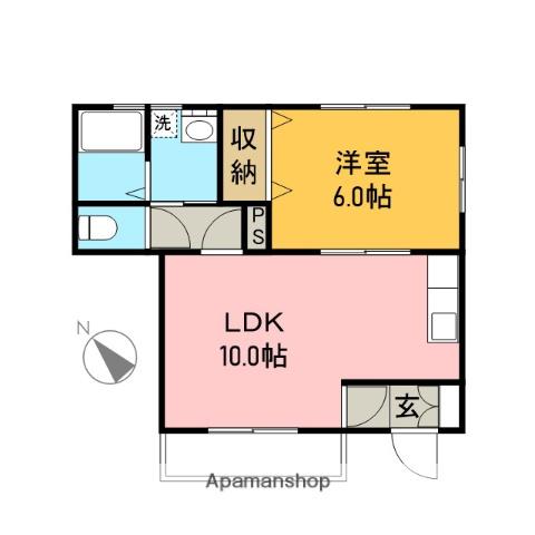 ヒルトップサザン(1LDK/1階)の間取り写真