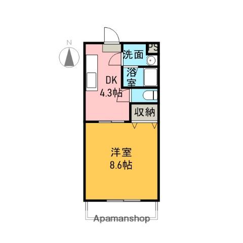 ジュネス21(1DK/4階)の間取り写真