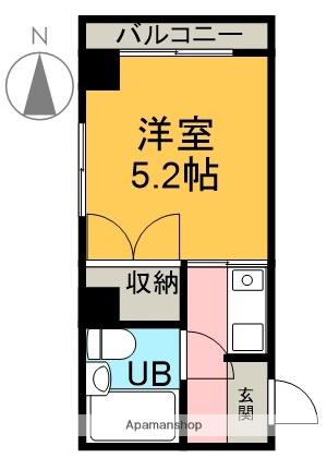 ピーコックマンション(1K/6階)の間取り写真