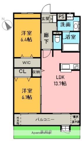 CLOVER(2LDK/1階)の間取り写真