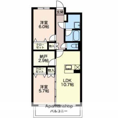 リバーサイド富士(2LDK/1階)の間取り写真