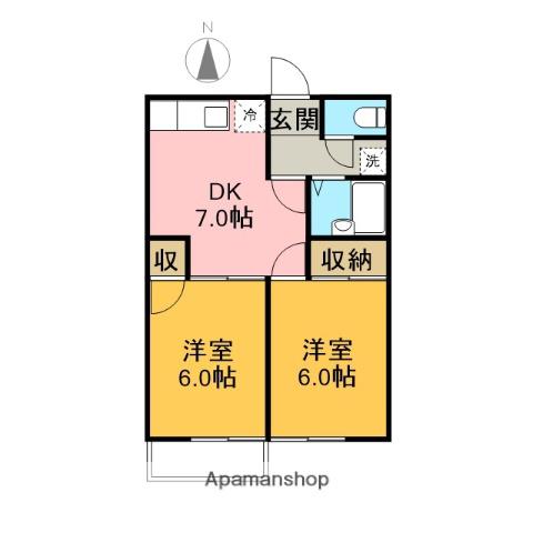 ディア富士宮(2DK/2階)の間取り写真