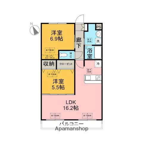 ルネス西武 2(2LDK/3階)の間取り写真