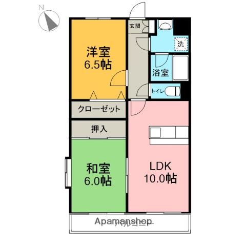 シャドーヒルⅡ(2LDK/2階)の間取り写真
