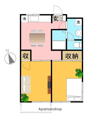 ジュビロ富士宮(2DK/1階)の間取り写真