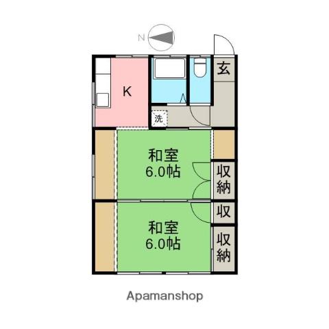 鈴昭アパート(2K/1階)の間取り写真