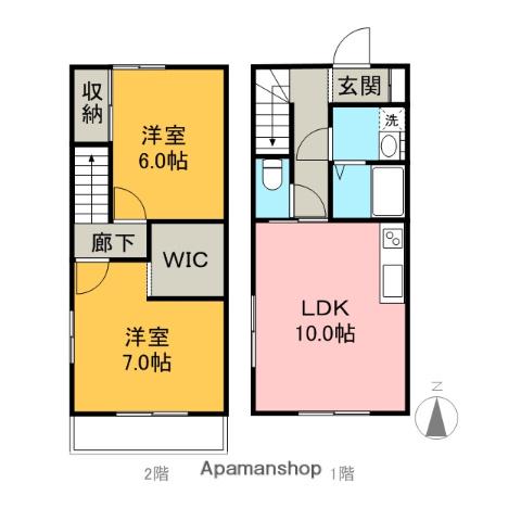 カーサ西町(2LDK/1階)の間取り写真