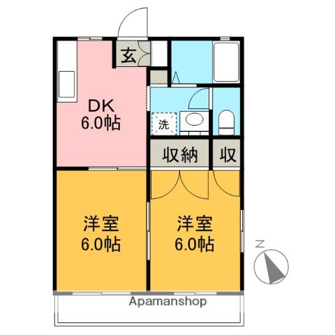 レインボーハイツA(2DK/1階)の間取り写真