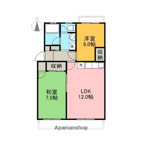 カーサカジマⅡ(2LDK/2階)の間取り写真