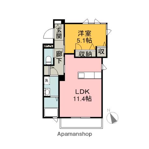 グランポルテ(1LDK/1階)の間取り写真