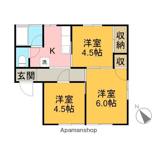 サンフラワー(3K/1階)の間取り写真