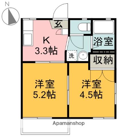 ベルウッド C(2K/1階)の間取り写真