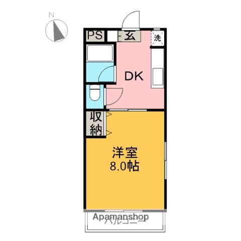 エレガントライフⅠ(1DK/2階)の間取り写真