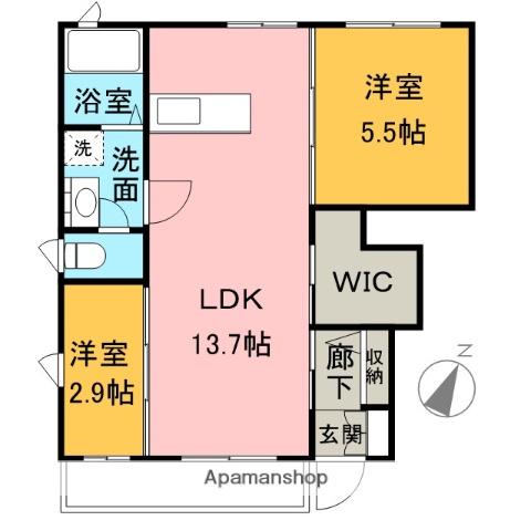 チェリーブラッサムB(2LDK/1階)の間取り写真