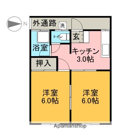 コーポ三幸(2K/1階)の間取り写真