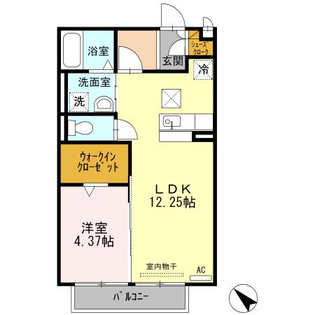 コージーコートⅡ(1LDK/1階)の間取り写真